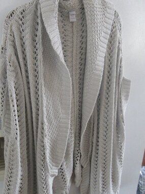 Chico's Open knit oversized vest knit duster cardigan topper s/m shimmer